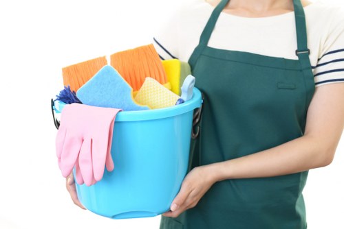 Commercial cleaners working in a Barnet office reception area