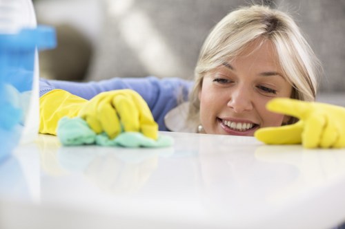 Technician treating stains on a mattress in Barnet